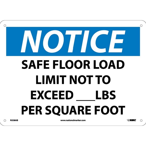Notice Safe Floor Load Limit Sign (N338AB)