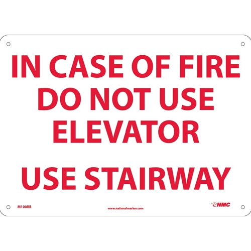 In Case Of Fire Do Not Use Elevator Use Stairway Sign (M100RB)