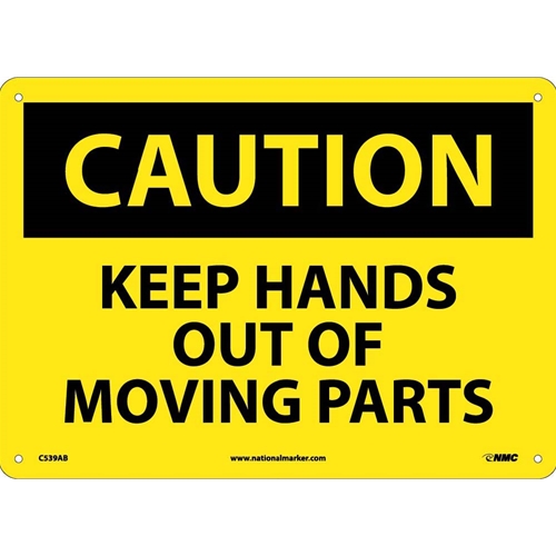 Caution Keep Hands Out Of Moving Parts Sign (C539AB)