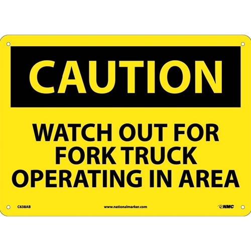 Caution Watch Out For Fork Truck Operating In Area Sign (C638AB)