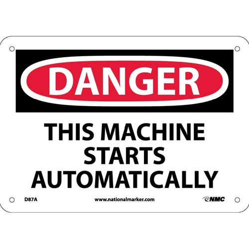 Danger This Machine Starts Automatically Sign (D87A)