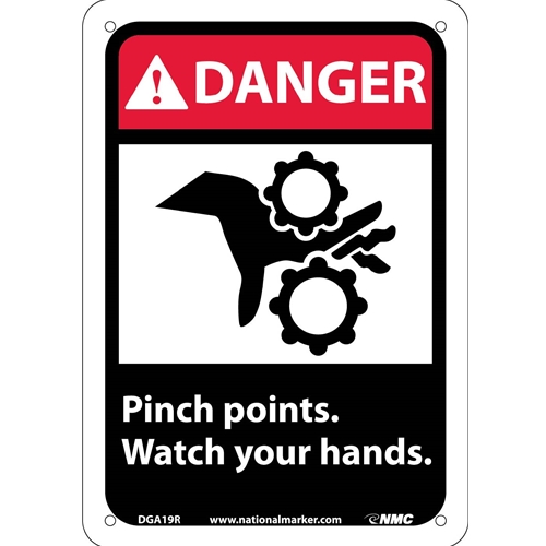 Danger Pinch Points Watch Your Hands Sign (DGA19R)