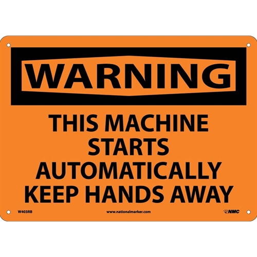 Warning This Machine Starts Automatically Sign (W403RB)