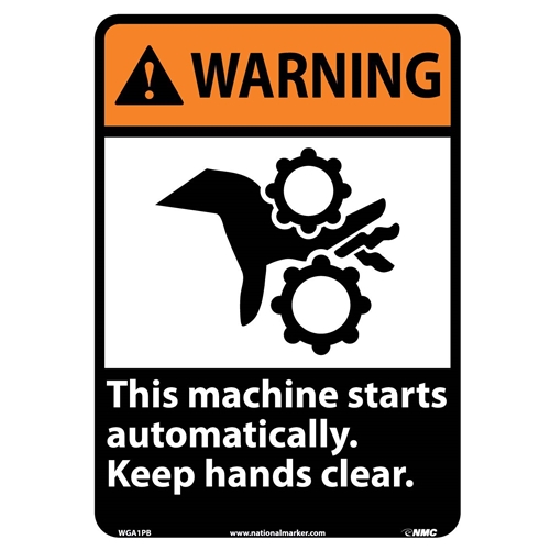Warning This Machine Starts Automatically Sign (WGA1PB)