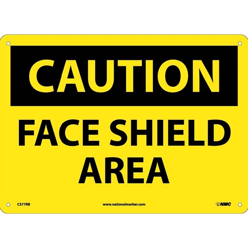 Caution Face Shield Area Sign (C377RB)