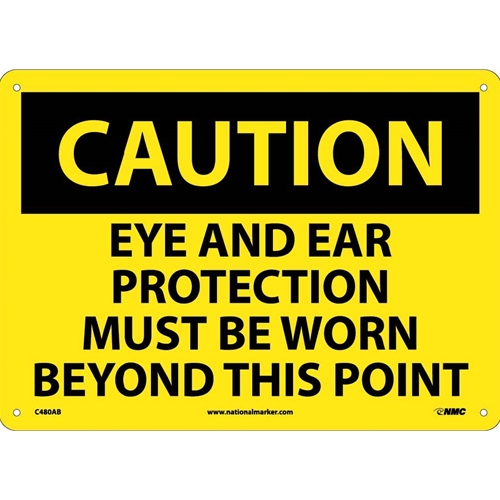 Caution Eye And Ear Protection Must Be Worn Sign (C480AB)