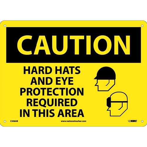 Caution Hats And Eye Protection Required Sign (C506AB)