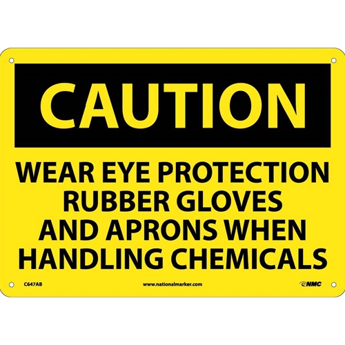 Caution Wear Ppe When Handling Chemicals Sign (C647AB)