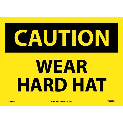 Caution Wear Hard Hat Sign (C650PB)