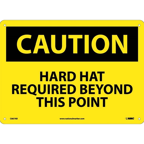 Caution Hard Hat Required Beyond This Point Sign (C667AB)