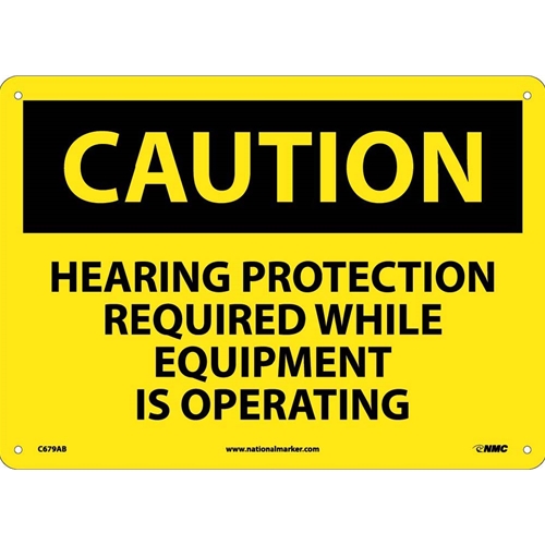 Caution Hearing Protection Required Sign (C679AB)