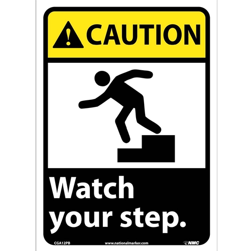 Caution Watch Your Step Sign (CGA12PB)