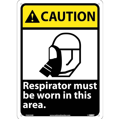 Caution Respirator Must Be Worn In This Area Sign (CGA33AB)