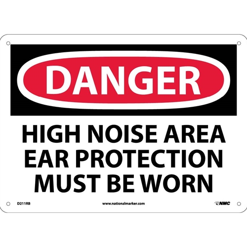 Danger High Noise Area Ear Protection Must Be Worn Sign (D211RB)