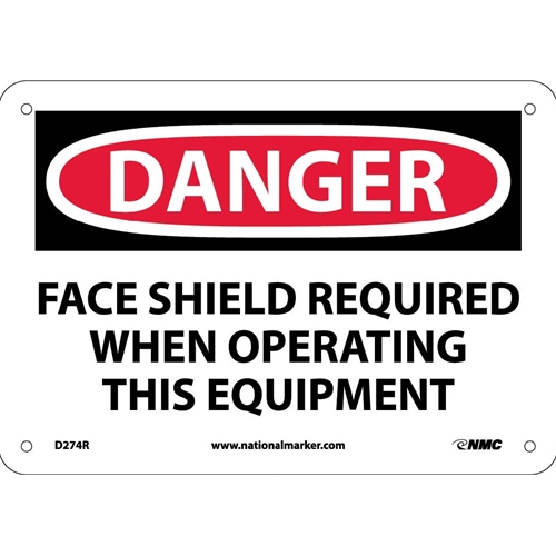 Danger Face Shield Required Sign (D274R)