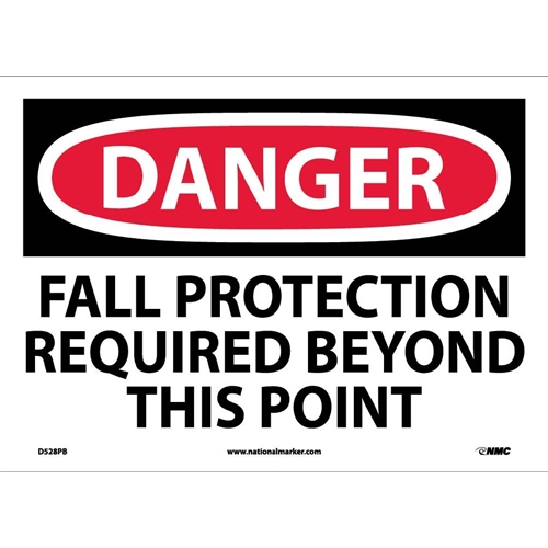 Danger Fall Protection Required Beyond This Point Sign (D528PB)