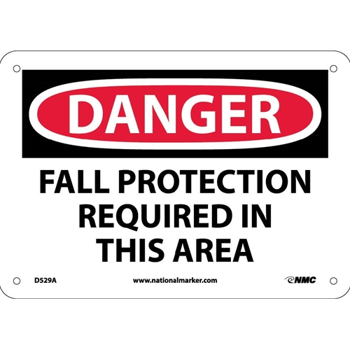 Danger Fall Protection Required In This Area Sign (D529A)