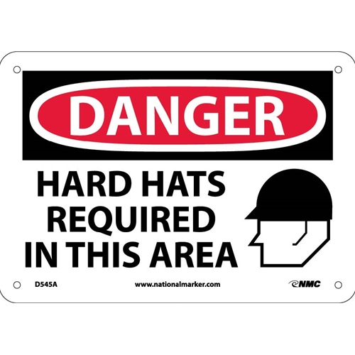 Danger Hard Hats Required In This Area Sign (D545A)