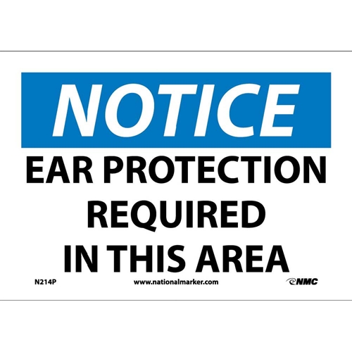 Notice Ear Protection Required In This Area Sign (N214P)