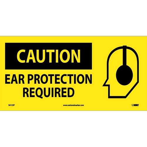 Caution Ear Protection Required Sign (SA123P)