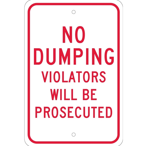 No Dumping Violators Will Be Prosecuted Sign (TM140J)