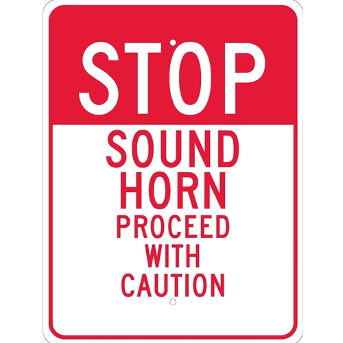 Stop Sound Horn Proceed With Caution Sign (TM218J)
