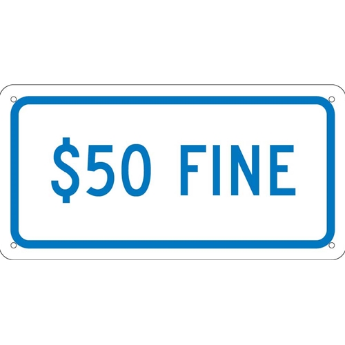 Van Accessible $50 Fine Ada Sign (TMA6G)