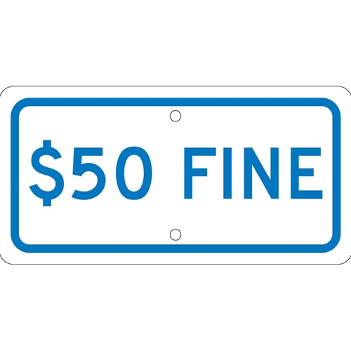Van Accessible $50 Fine Ada Sign (TMA6H)
