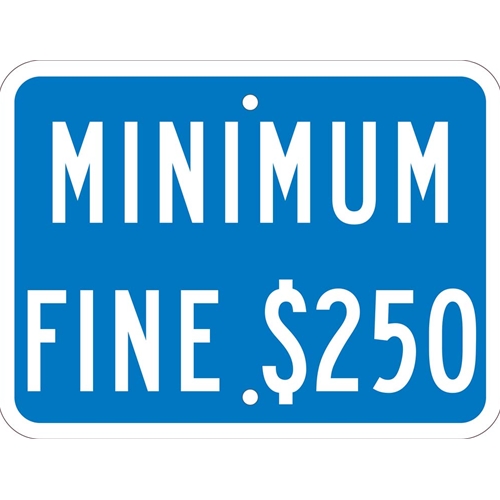 Minimum Fine $250 Ada Parking Sign California (TMAS12J)