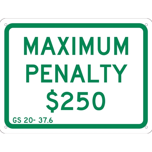 State Handicapped Parking Plaque $250 Fine Minimum (TMAS15G)