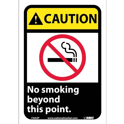 Caution No Smoking Beyond This Point Sign (CGA2P)