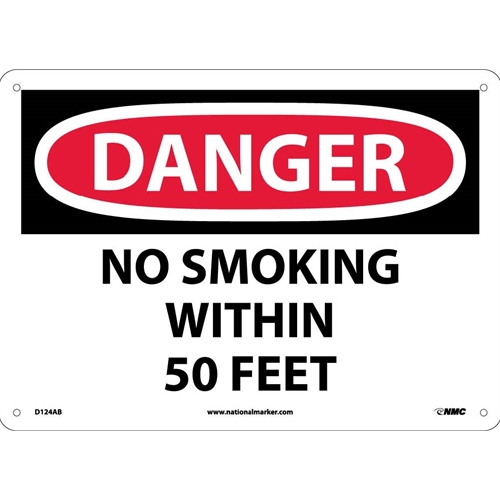 Danger No Smoking Within 50 Feet Sign (D124AB)