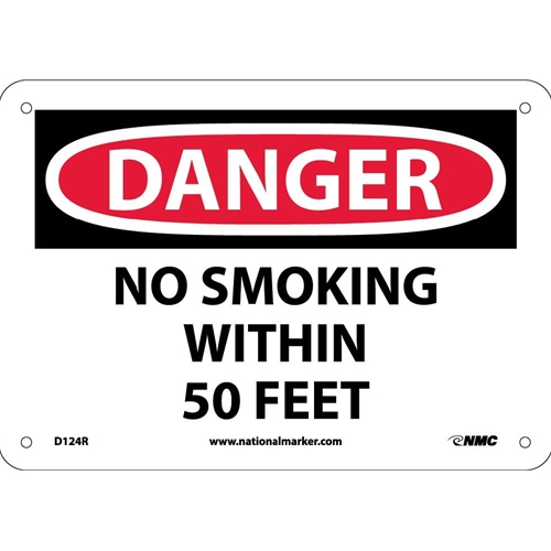 Danger No Smoking Within 50 Feet Sign (D124R)