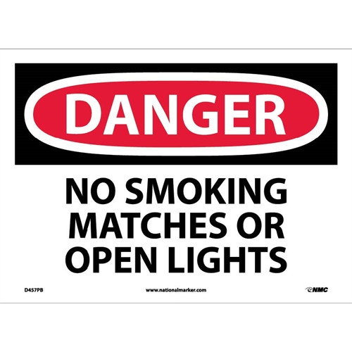 Danger No Smoking Matches Or Open Flames Sign (D457PB)