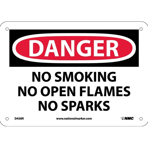 Danger No Smoking No Open Flames No Sparks Sign (D458R)