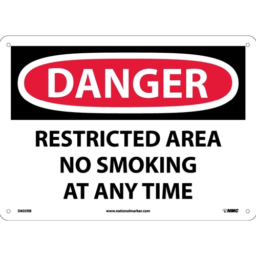 Danger Restricted Area No Smoking At Any Time Sign (D605RB)