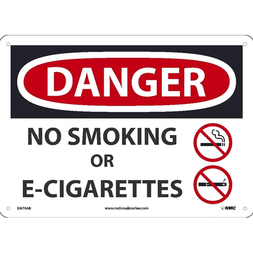 Danger No Smoking Or E-Cigarettes Sign (D676AB)
