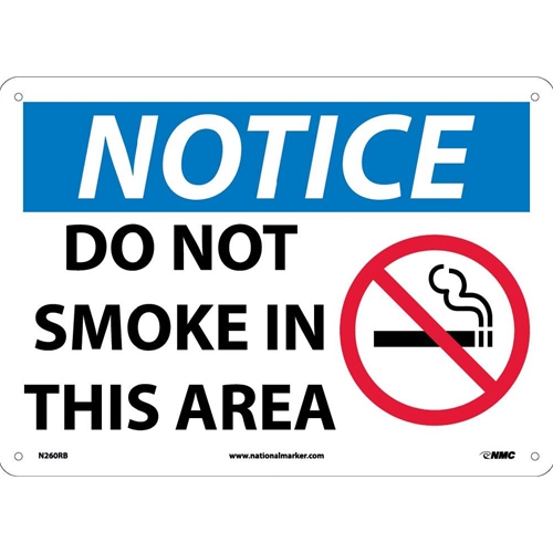 Notice Do Not Smoke In This Area Sign (N260RB)