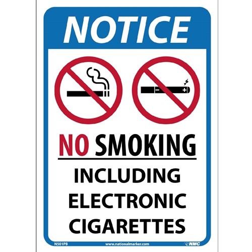 No Smoking Including E Cigarettes Sign (N501PB)