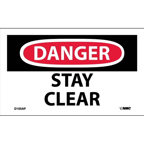 Danger Stay Clear Label (D105AP)