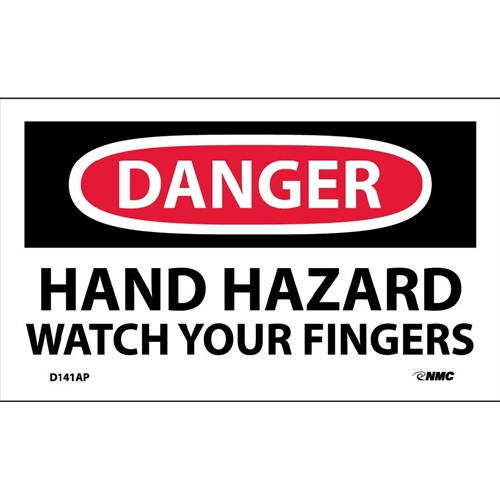 Danger Hand Hazard Watch Your Fingers Label (D141AP)