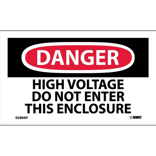 Danger High Voltage Do Not Enter This Enclosure Label (D289AP)