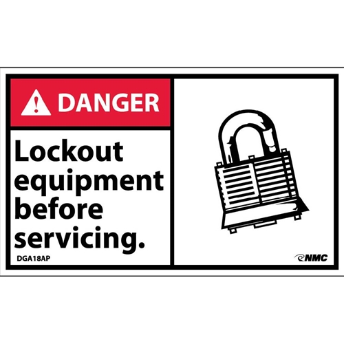 Danger Lock Out Equipment Before Servicing Label (DGA18AP)