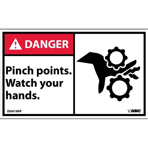 Danger Pinch Points Watch Your Hands Label (DGA19AP)