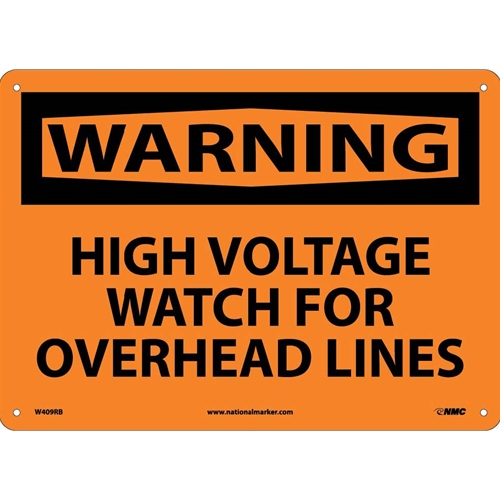 Warning High Voltage Watch For Overhead Lines Sign (W409RB)