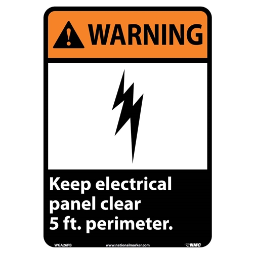 Warning Keep Electrical Panel Clear 5 Ft. Perimeter Sign (WGA26PB)