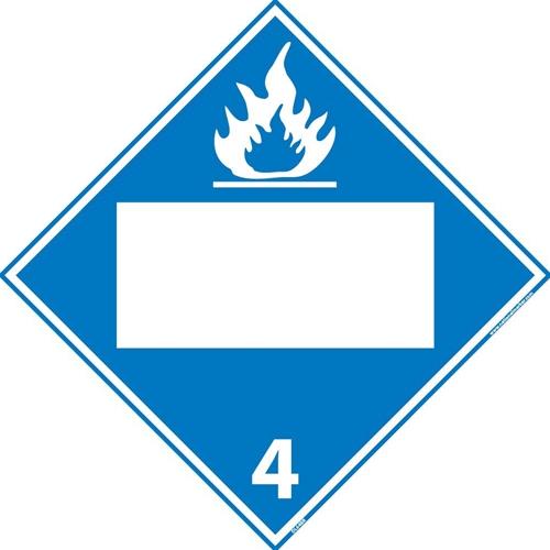 4 Flammable Solids Blank Dot Placard Sign (DL64BR)