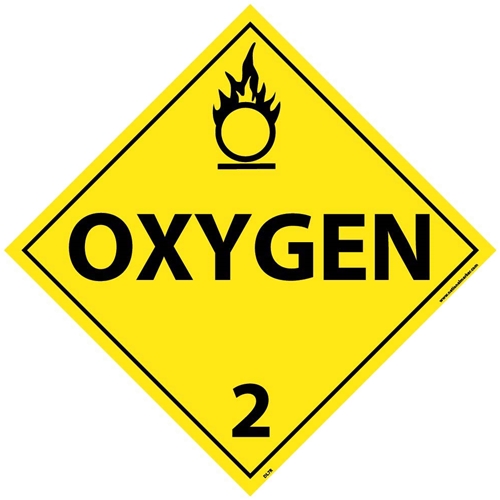 Oxygen 2 Dot Placard Sign (DL7R)