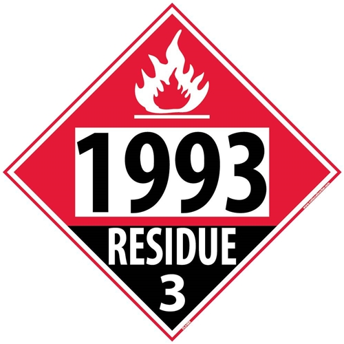 1993 Residue 3 Dot Placard Sign (DL84BR)
