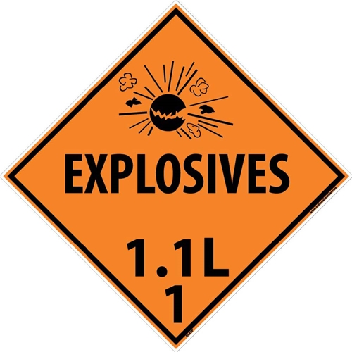 Explosives 1.1L 1 Dot Placard Sign (DL89P)